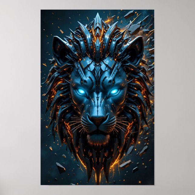 Cyber Blue-eyed Lion Poster (Front)