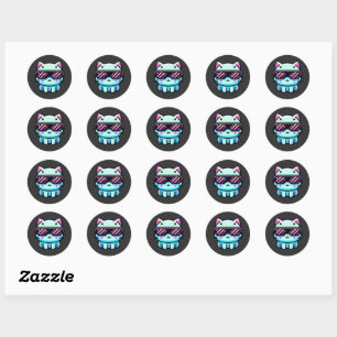 Cyber Cat Classic Round Sticker