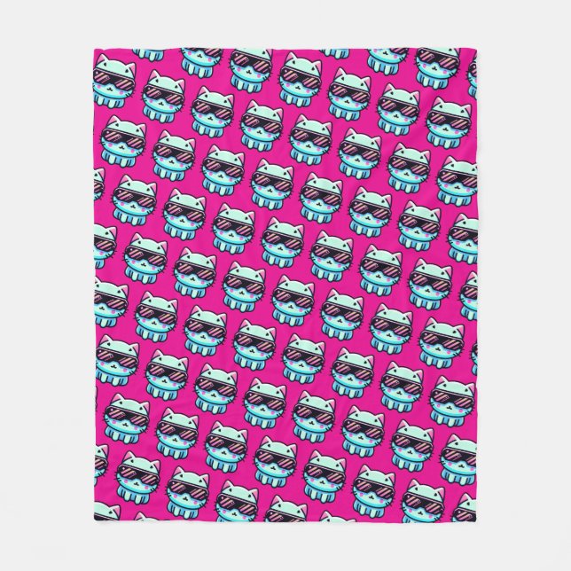 Cyber Cat Fleece Blanket (Front)