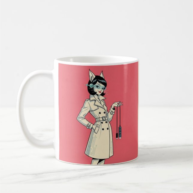 Cyber Cat Futuristic Art Mug (Left)