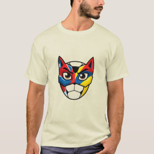 Cyber Cat Futuristic Neon Cat Face Graphic Tee