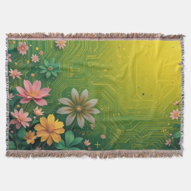 Cyber Chartreuse Throw Blanket (Front)