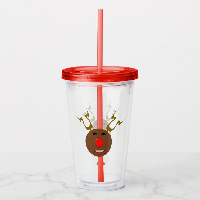 Cyber Christmas Reindeer Acrylic Tumbler (Front)