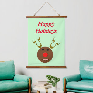 Cyber Christmas Reindeer Custom Hanging Tapestry