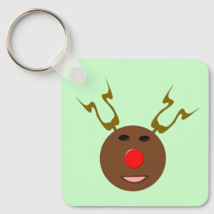 Cyber Christmas Reindeer Custom Key Ring