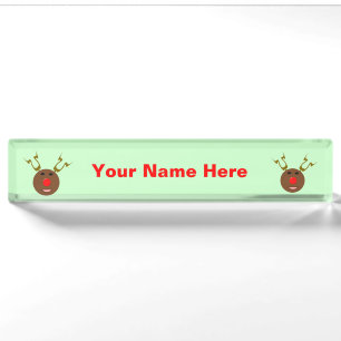 Cyber Christmas Reindeer Custom Nameplate