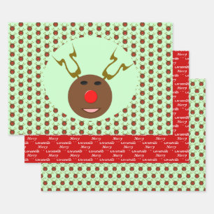 Cyber Christmas Reindeer Custom Wrapping Paper Sheet