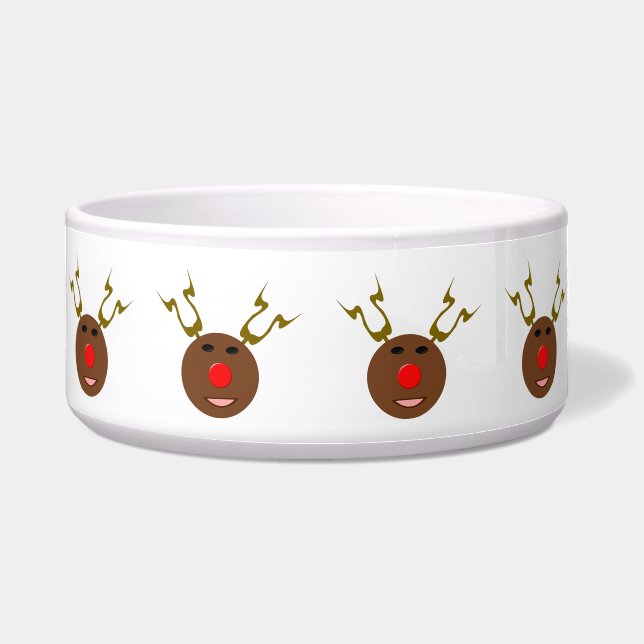 Cyber Christmas Reindeer Dog Bowl (Front)