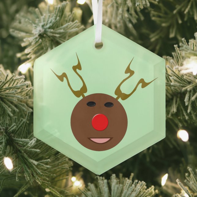 Cyber Christmas Reindeer Glass Tree Decoration (Insitu)