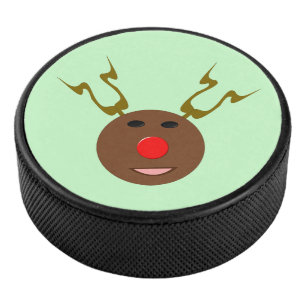 Cyber Christmas Reindeer Hockey Puck