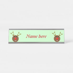 Cyber Christmas Reindeer Personalised Desk Name Plate