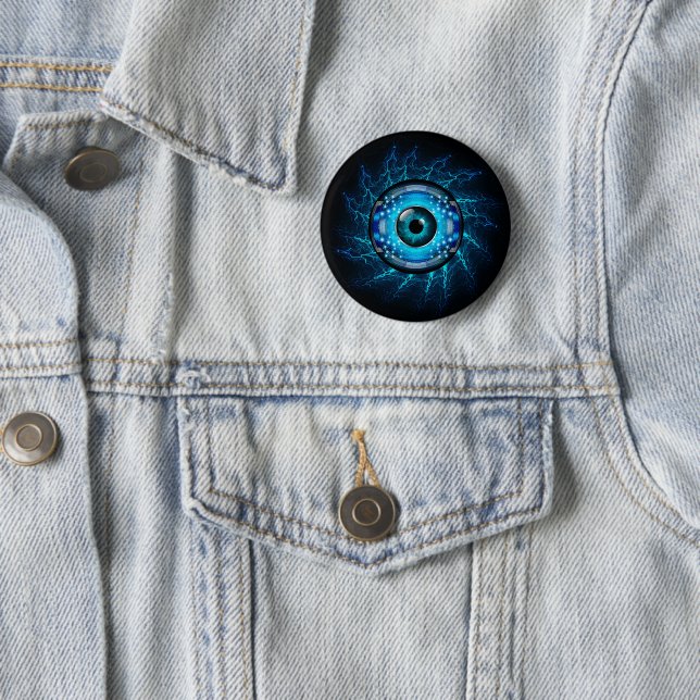 Cyber Circuit Eye 6 Cm Round Badge (In Situ)