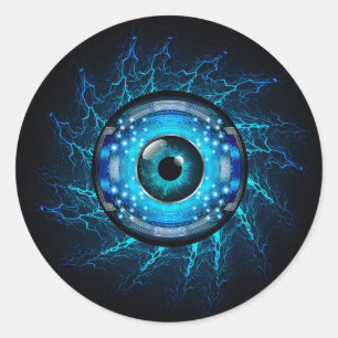 Cyber Circuit Eye Classic Round Sticker