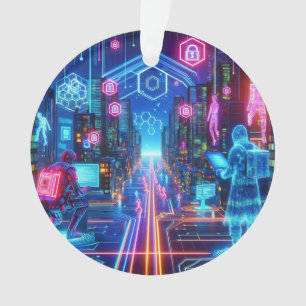 Cyber Cityscape Ornament