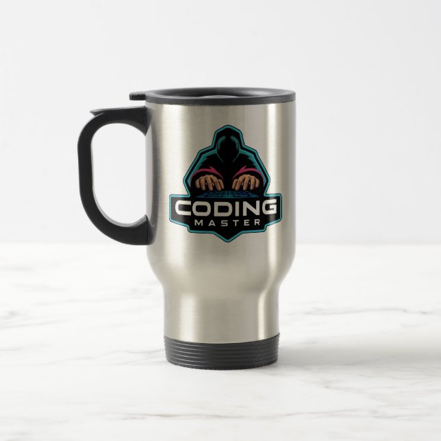 Cyber Coding Guru: Tech  Gifts Travel Mug (Left)
