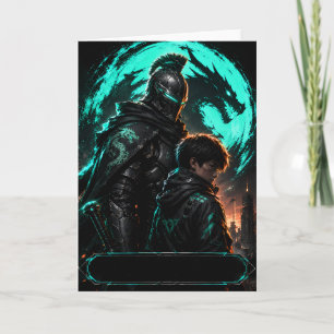 Cyber Dragon Father Greeting Card