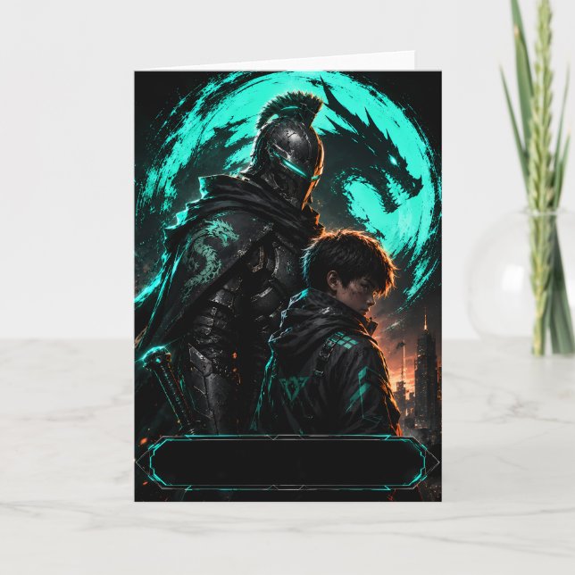 Cyber Dragon Father Greeting Card (Front)