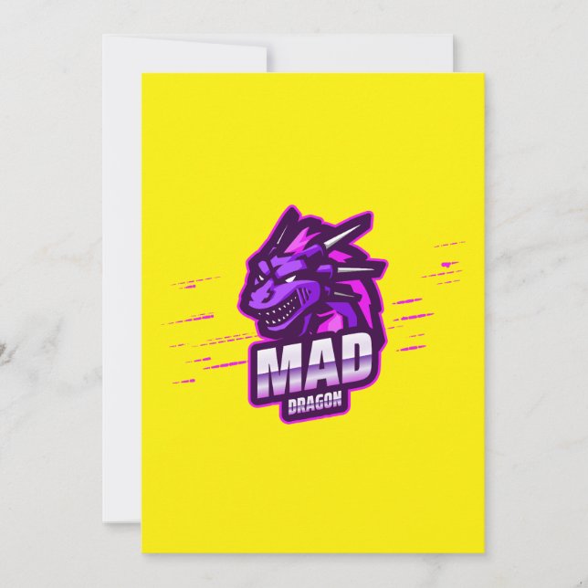 Cyber Dragon Gaming Emblem | Mythical Logo Invitation (Front)