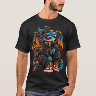 Cyber Dragon Skater Streetwear Art T-Shirt