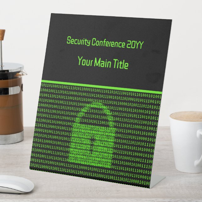 Cyber Event - Black / Green Computer Code Security Pedestal Sign (In SItu)
