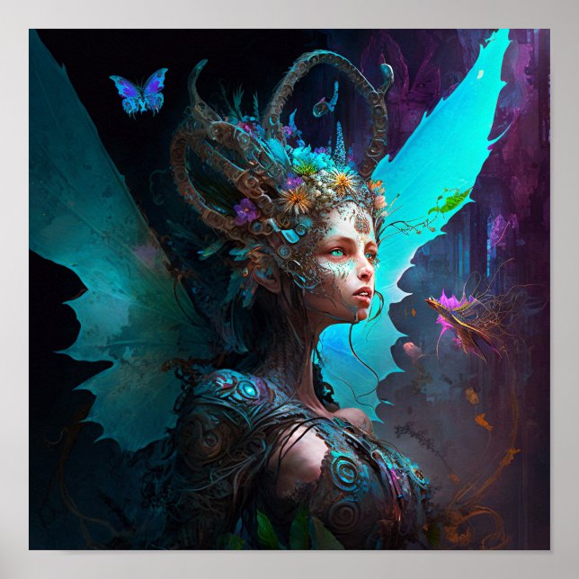 Cyber Fairy Fantasy Art Poster (Front)