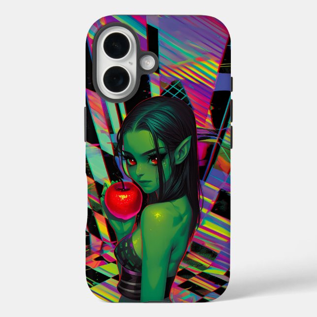 Cyber Fairytale Elf with Crimson Apple Case-Mate iPhone Case (Back)