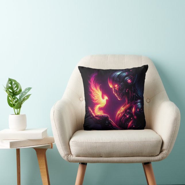 Cyber Futuristic Robot Phoenix Fire Spirit Cushion (Chair)