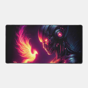 Cyber Futuristic Robot Phoenix Fire Spirit Desk Mat
