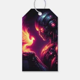 Cyber Futuristic Robot Phoenix Fire Spirit Gift Tags
