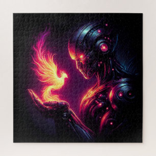 Cyber Futuristic Robot Phoenix Fire Spirit Jigsaw Puzzle