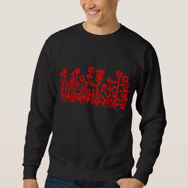 Cyber Garden - Red on Dark Sweatshirt (Front)