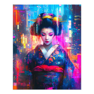 Cyber Geisha, A Fusion of Tradition and Technology Photo Print
