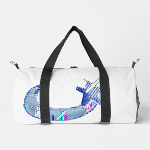 Cyber Glitch Moon and Star Duffle Bag