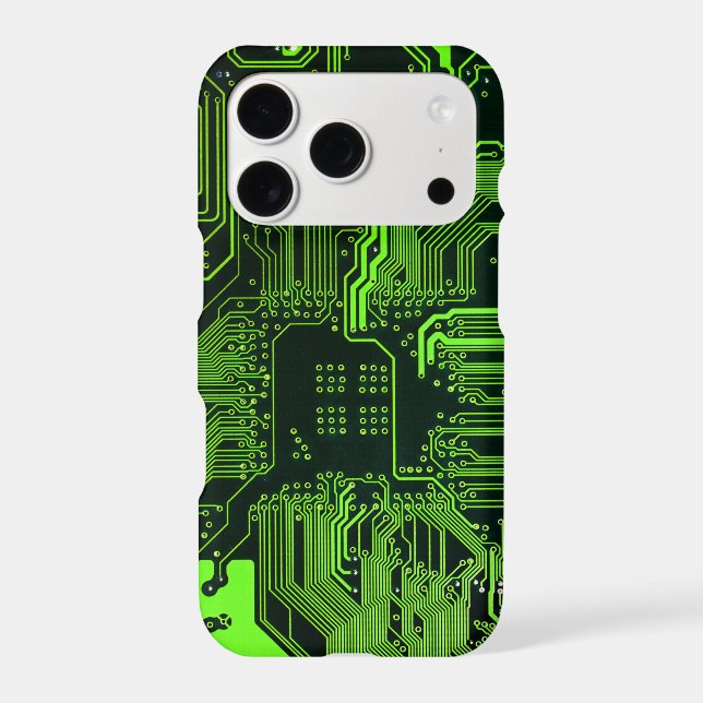 Cyber Green PCB Circuit Board Trace Pattern Art (Back)