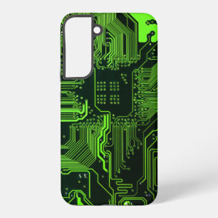 Cyber Green PCB Circuit Board Trace Pattern Art Samsung Galaxy Case