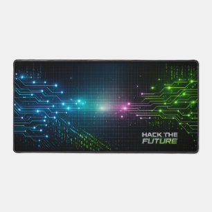 Cyber Grid Glow for Tech Teens Desk Mat