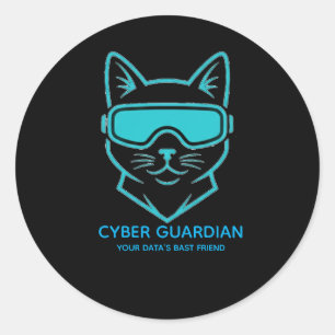 Cyber Guardian Neon Cat - Tech & Laptop Vinyl Stic Classic Round Sticker