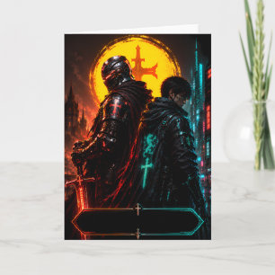 Cyber Knight Fatherhood Greeting Card