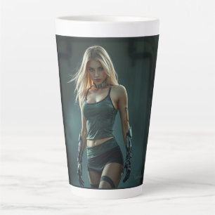 Cyber-Kriegerin der Zukunft – Stärke und Stil Latte Mug
