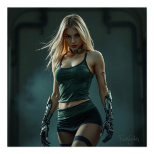 Cyber-Kriegerin der Zukunft – Stärke und Stil Poster