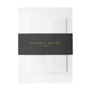 Cyber Lime Jet Black Basic Suite Wedding Invitation Belly Band
