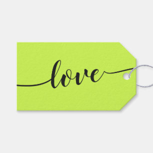 Cyber Lime Jet Black Cheers Simple Love Gift Tags