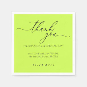 Cyber Lime Jet Black Minimalist Decor Wedding Napkin