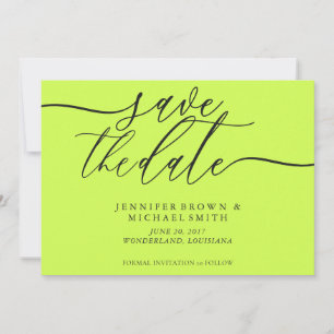 Cyber Lime Jet Black Wedding Save Date Photo Save The Date