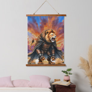 Cyber Lion of the Wastelands Hanging Tapestry