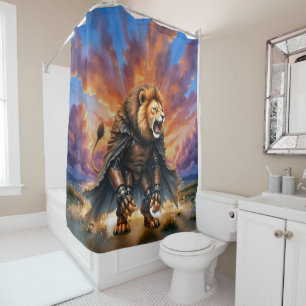 Cyber Lion of the Wastelands Shower Curtain