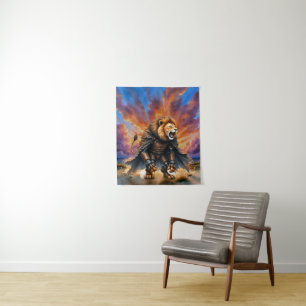 Cyber Lion of the Wastelands Tapestry