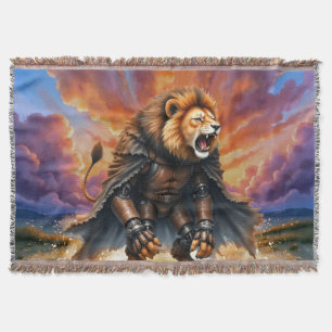 Cyber Lion of the Wastelands Throw Blanket