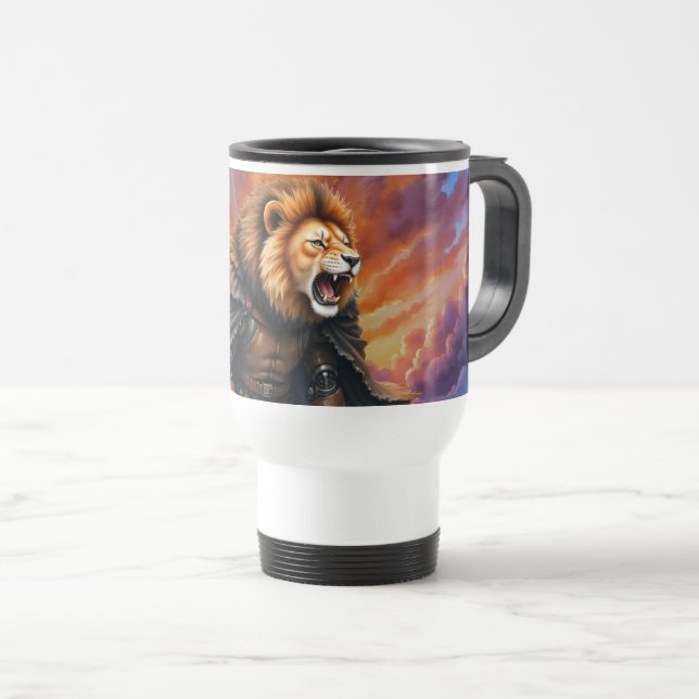 Cyber Lion of the Wastelands  Travel Mug (Front Right)