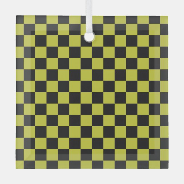 Cyber lyme checkerboard pattern glass tree decoration (Front)
